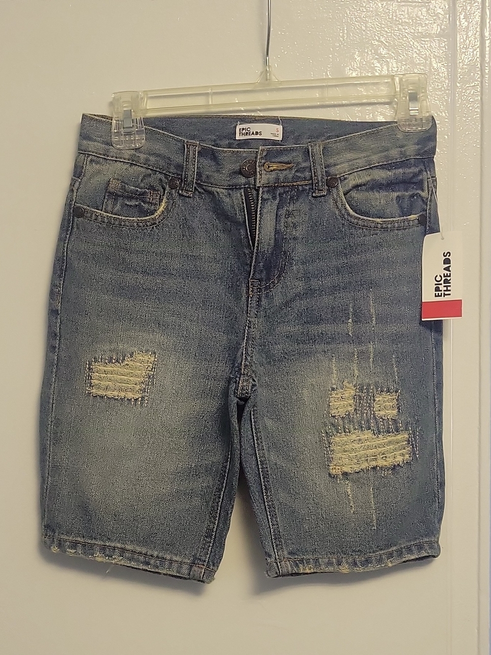 Epic Threads Men's Light Blue Distressed Jean Shorts